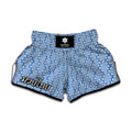 Blue And White DNA Pattern Print Muay Thai Boxing Shorts