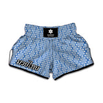 Blue And White DNA Pattern Print Muay Thai Boxing Shorts