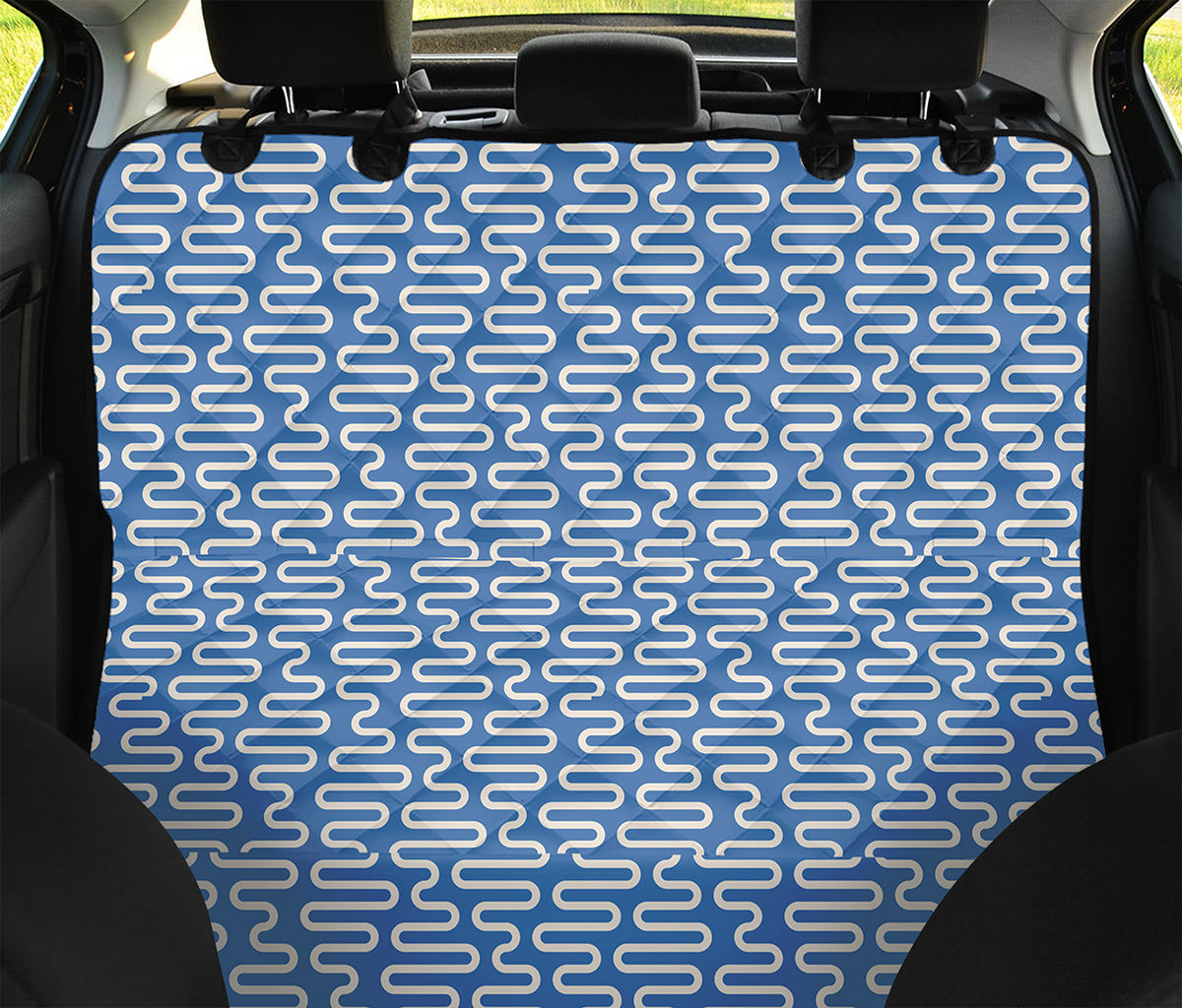 Blue And White DNA Pattern Print Pet Car Back Seat Cover