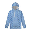 Blue And White DNA Pattern Print Pullover Hoodie
