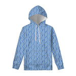 Blue And White DNA Pattern Print Pullover Hoodie