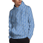 Blue And White DNA Pattern Print Pullover Hoodie