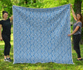 Blue And White DNA Pattern Print Quilt