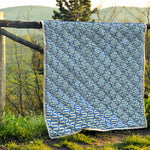 Blue And White DNA Pattern Print Quilt