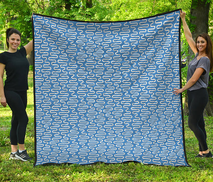 Blue And White DNA Pattern Print Quilt