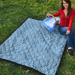 Blue And White DNA Pattern Print Quilt