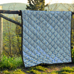 Blue And White DNA Pattern Print Quilt