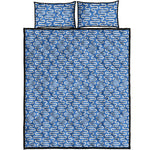 Blue And White DNA Pattern Print Quilt Bed Set