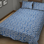 Blue And White DNA Pattern Print Quilt Bed Set