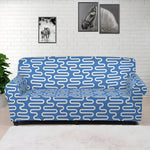 Blue And White DNA Pattern Print Sofa Cover