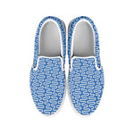 Blue And White DNA Pattern Print White Slip On Shoes