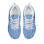 Blue And White DNA Pattern Print White Sneakers