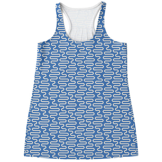 Blue And White DNA Pattern Print Women's Racerback Tank Top