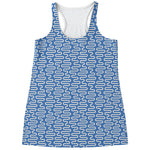 Blue And White DNA Pattern Print Women's Racerback Tank Top