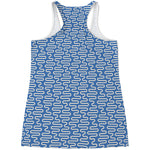Blue And White DNA Pattern Print Women's Racerback Tank Top