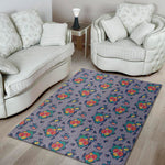 Blue And White Floral Glen Plaid Print Area Rug