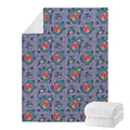 Blue And White Floral Glen Plaid Print Blanket