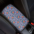 Blue And White Floral Glen Plaid Print Car Center Console Cover