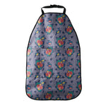 Blue And White Floral Glen Plaid Print Car Seat Organizers