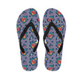 Blue And White Floral Glen Plaid Print Flip Flops