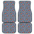 Blue And White Floral Glen Plaid Print Front and Back Car Floor Mats
