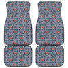 Blue And White Floral Glen Plaid Print Front and Back Car Floor Mats