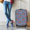 Blue And White Floral Glen Plaid Print Luggage Cover