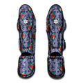 Blue And White Floral Glen Plaid Print Muay Thai Shin Guards