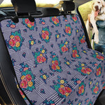 Blue And White Floral Glen Plaid Print Pet Car Back Seat Cover