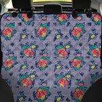 Blue And White Floral Glen Plaid Print Pet Car Back Seat Cover