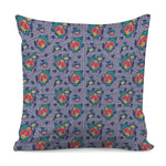Blue And White Floral Glen Plaid Print Pillow Cover