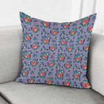 Blue And White Floral Glen Plaid Print Pillow Cover