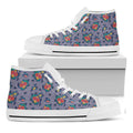 Blue And White Floral Glen Plaid Print White High Top Sneakers