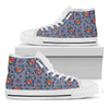 Blue And White Floral Glen Plaid Print White High Top Shoes