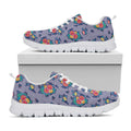 Blue And White Floral Glen Plaid Print White Running Shoes