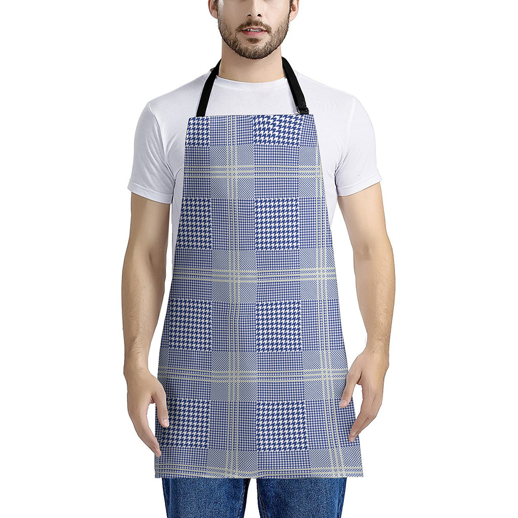 Blue And White Glen Plaid Print Apron