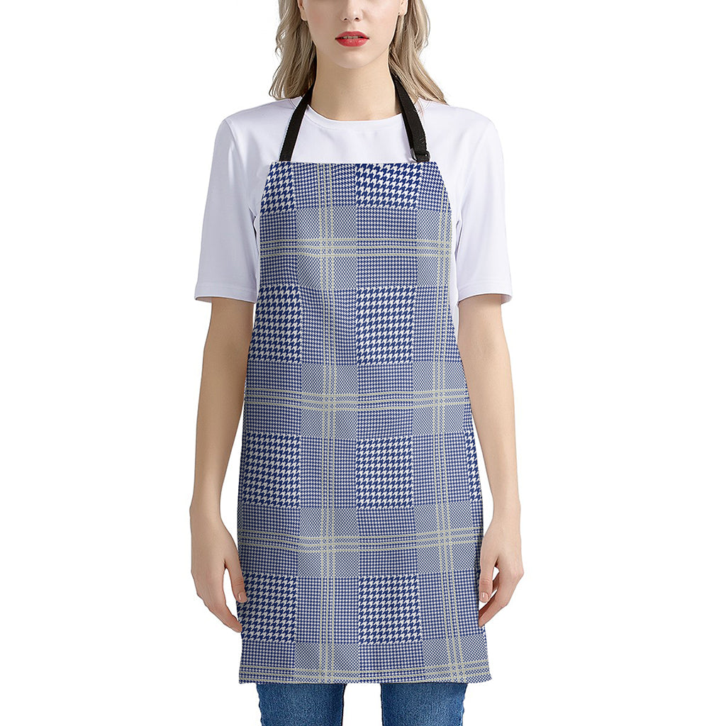 Blue And White Glen Plaid Print Apron