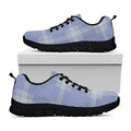 Blue And White Glen Plaid Print Black Running Shoes