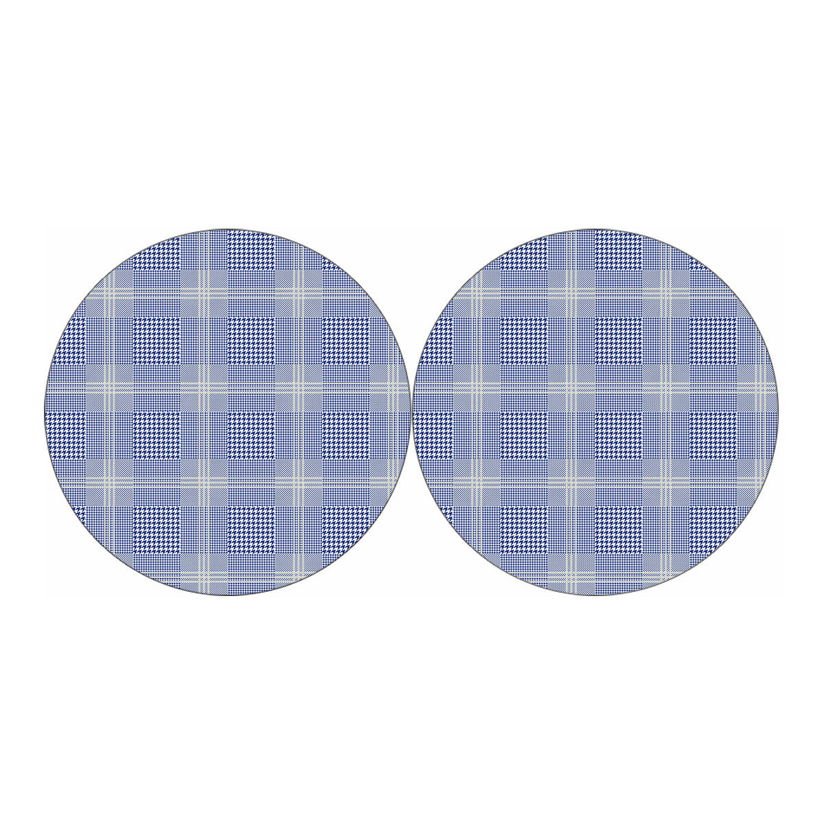 Blue And White Glen Plaid Print Car Coasters