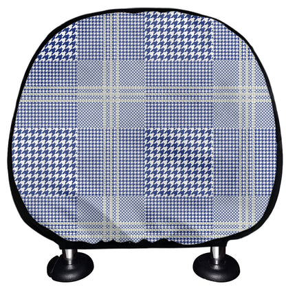 Blue And White Glen Plaid Print Car Headrest Covers