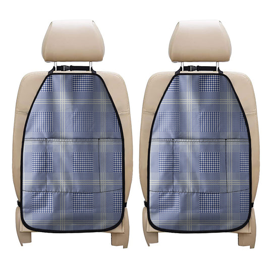 Blue And White Glen Plaid Print Car Seat Organizers