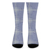 Blue And White Glen Plaid Print Crew Socks