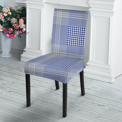 Blue And White Glen Plaid Print Dining Chair Slipcover