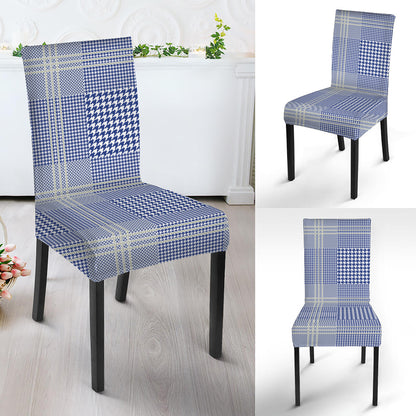 Blue And White Glen Plaid Print Dining Chair Slipcover