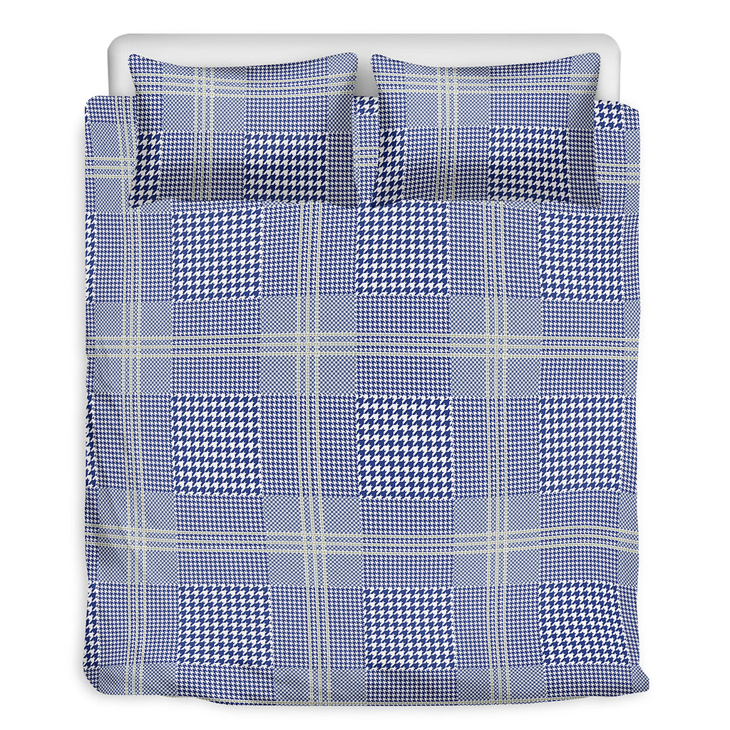 Blue And White Glen Plaid Print Duvet Cover Bedding Set