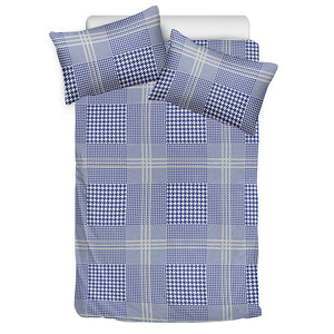 Blue And White Glen Plaid Print Duvet Cover Bedding Set