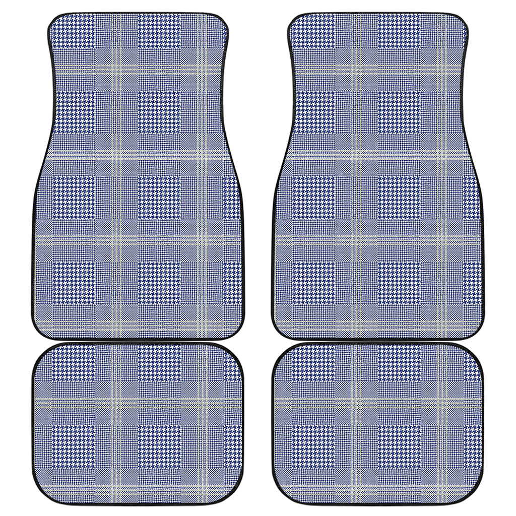 Blue And White Glen Plaid Print Front and Back Car Floor Mats