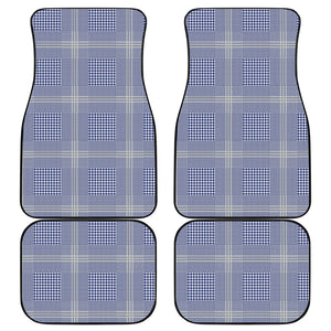 Blue And White Glen Plaid Print Front and Back Car Floor Mats