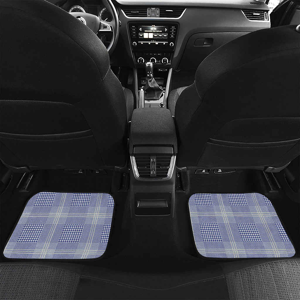 Blue And White Glen Plaid Print Front and Back Car Floor Mats