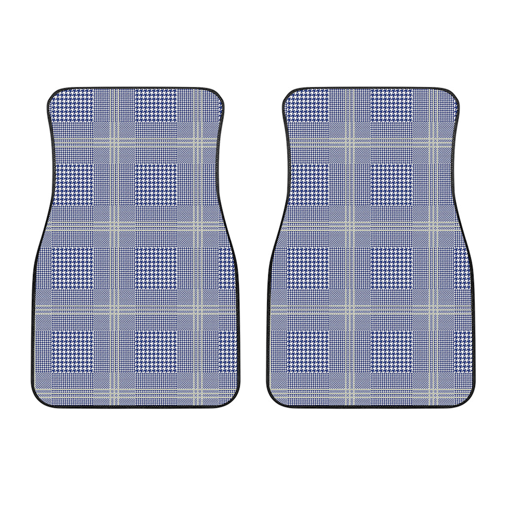 Blue And White Glen Plaid Print Front Car Floor Mats